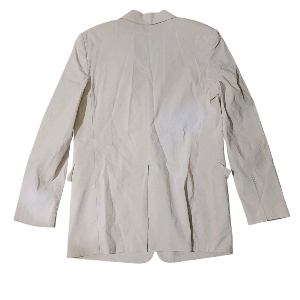 EUC Theory Linen Rolled-Sleeve Shawl Collar Blazer Size 2 Beige Women's - Picture 4 of 8